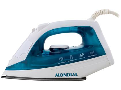 Imagem de Ferro de Passar Roupa a Vapor e a Seco Mondial F-32 Azul e Branco