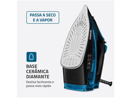 Imagem de Ferro de Passar Roupa a Vapor Mondial F-53 Preto e Azul