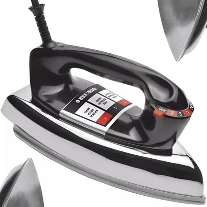 Imagem de Ferro De Passar Roupas A Seco Eletrico Preto Black Decker VFA1110 Leve Com Base Alumínio 1100w 127v