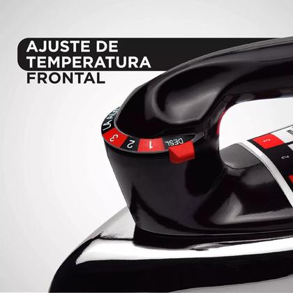 Imagem de Ferro De Passar Roupas A Seco Eletrico Preto Black Decker VFA1110 Leve Com Base Alumínio 1100w 127v