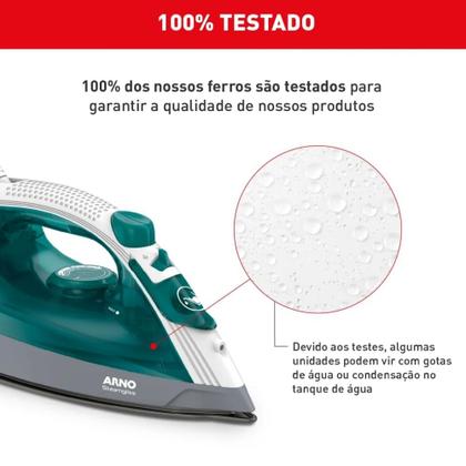 Imagem de Ferro De Passar Roupas a Vapor Elétrico Arno Steamgliss Base Antiaderente, Ponta de Precisão, 5 Temperaturas FSGP