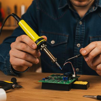 Imagem de Ferro de Soldar Profissional Elétrico com Fio de Solda Estanho E Suporte 60W Potente para Soldagem