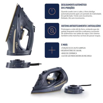 Imagem de Ferro Passar 2 E 1 Vertical Horizontal Sem Fio Base Cerâmica