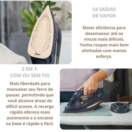 Imagem de Ferro Passar 2 E 1 Vertical Horizontal Sem Fio Base Cerâmica