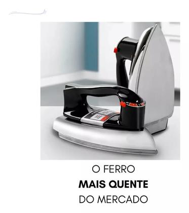 Imagem de Ferro Passar Roupa A Seco Elétrico 220v Portátil Automático Vfa1110 Alumínio Cromado Antigo Potente