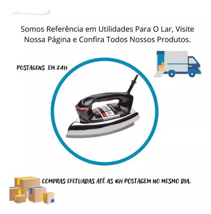 Imagem de Ferro Passar Roupa A Seco Elétrico 220v Portátil Automático Vfa1110 Alumínio Cromado Antigo Potente