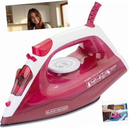 Imagem de Ferro Passar Roupas Black+Decker FX2250 Rosa Seco Vapor 1200W 18g/min Base Antiaderente