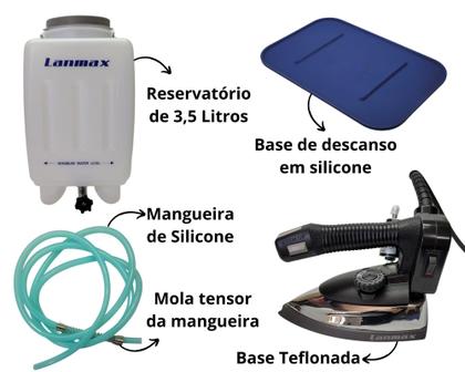 Imagem de Ferro Passar Roupas Gravitacional a Vapor Profissional Industrial 1000 Watts Lanmax Indústria Confecção Lavanderia Passadoria Hotel