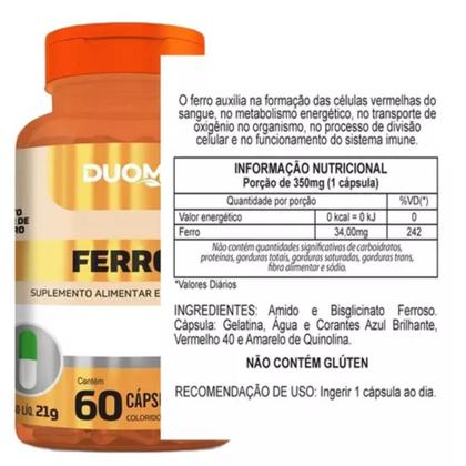 Imagem de Ferro Quelato 350mg com 60 Cápsulas Duom