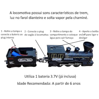 Imagem de Ferrorama de Brinquedo Trem Elétrico Infantil Trenzinho Luz Som e Fumaça e Trilhos