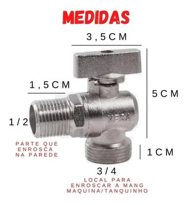 Imagem de Fertak Registro Torneira Esfera Alavanca Maq Lavar 1/2 X 3/4