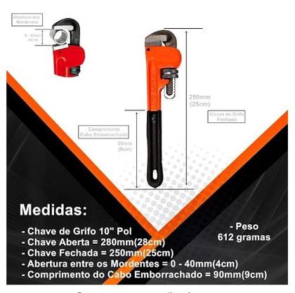 Imagem de Fertak Tools Chave de Grifo 10 Polegadas