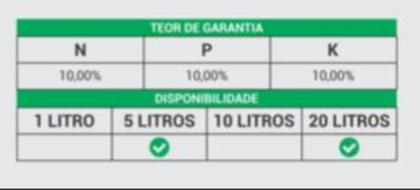 Imagem de Fertilizante Liquido Adubo líquido npk Total 10-10-10 5 Litros