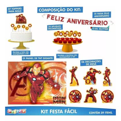 Imagem de Festa de Aniversário Homem de Ferro Kit Com 39 Peças
