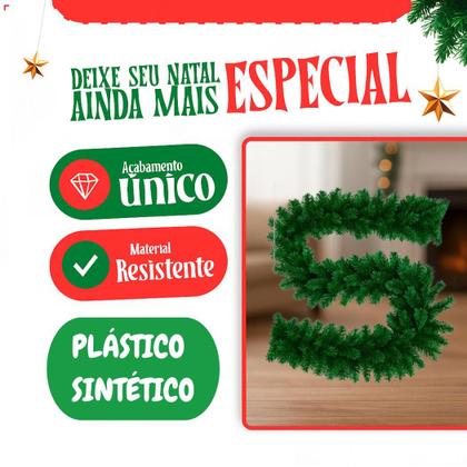 Imagem de Festão de Natal Verde Aramado Luxo 2,7m com 300 Galhos Grosso Flexível para Porta, Janela, Mesa, Escada, Guirlanda e Festao Decoração