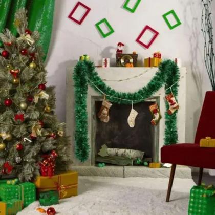 Imagem de Festão Verde Decoração Árvore de Natal 2 metros Corte Fino