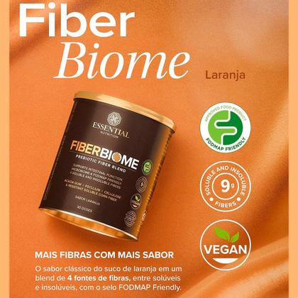 Imagem de Fiberbiome Prebiotico E Fibra Essential Laranja 330g Sabor:Laranja