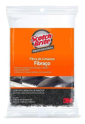 Imagem de FIBRA LIMPEZA SERVIÇO PESADO SCOTCH BRITE 3M FIBRAÇO C/25un