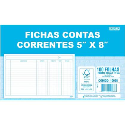 Imagem de Ficha Conta Corrente 5X8 - 12,7X20,3CM - Pacote com 100 Unidades