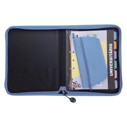 Imagem de Fichário Argolado Com Ziper Sweet Azul Pastel ACP