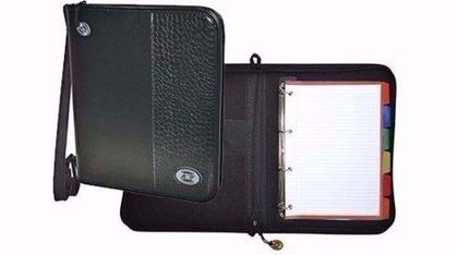 Imagem de Fichario Com Ziper E Alca Croco Black Completo Acp