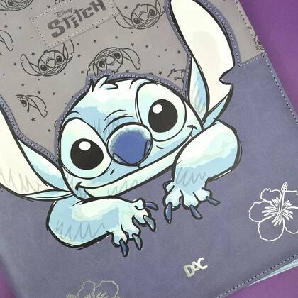 Imagem de Fichario Stitch Argolado Universitario Ziper Dac