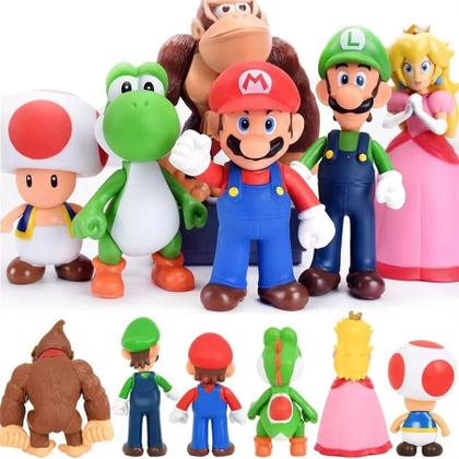 Imagem de Figuras de Ação Super Mario, Luigi, Yoshi, Donkey Kong e Wario - Brinquedo Colecionável