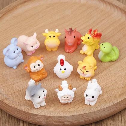 Imagem de Figuras De Resina Dos 12 Signos Do Zodíaco Miniaturas De Animais Realistas Para Cenário De Micro