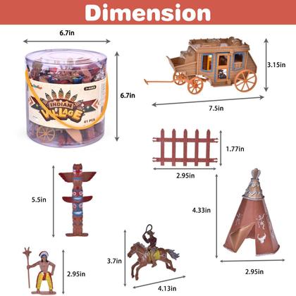 Imagem de Figuras Plásticas do Velho Oeste com Cowboys e Índios - 61 Peças para Crianças e Jogos de Guerra