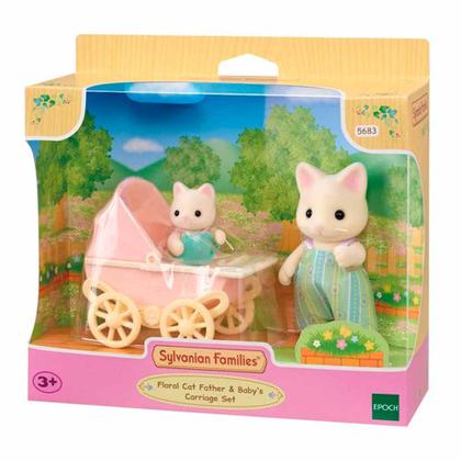 Imagem de Figuras - Sylvanian Families - Carrinho - Bebê e Papai Gatos Primavera - Epoch