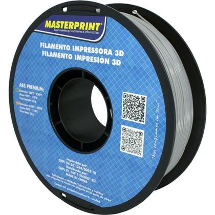 Imagem de Filamento 3d abs premium cinza 1kg 1.75mm - MASTERPRINT