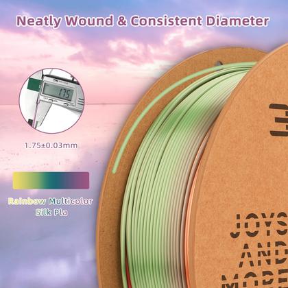 Imagem de Filamento de impressora 3D 3D Hojor Silk PLA 1,75 mm Rainbow 1 kg