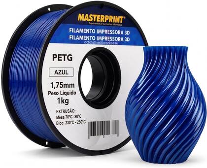 Imagem de Filamento de Impressora 3d Petg 1,75mm 1kg Masterprint AZUL