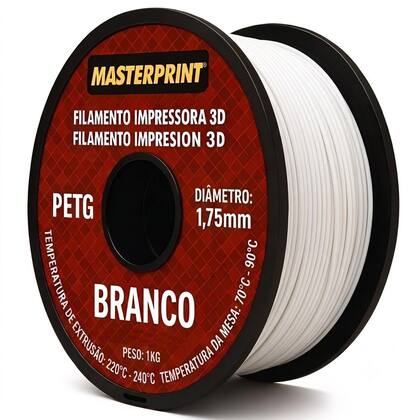Imagem de Filamento de Impressora 3d Petg 1,75mm 1kg Masterprint Branco