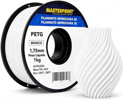 Imagem de Filamento de Impressora 3d Petg 1,75mm 1kg Masterprint Branco
