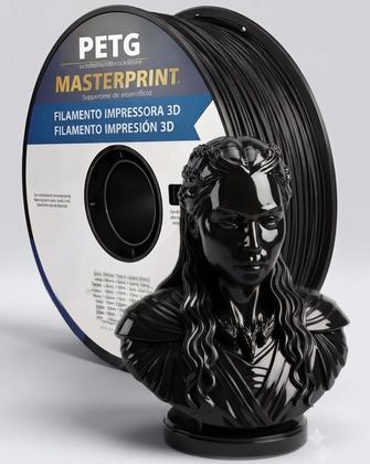 Imagem de Filamento de Impressora 3d Petg 1,75mm 1kg Masterprint Preto
