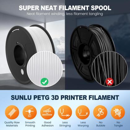 Imagem de Filamento de impressora 3D SUNLU PETG 1,75 mm, pacote com 8 cores, 2 kg