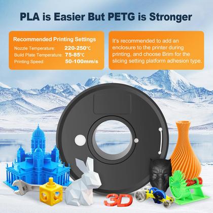 Imagem de Filamento de impressora 3D SUNLU PETG 1,75 mm, pacote com 8 cores, 2 kg