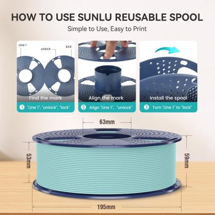 Imagem de Filamento de impressora 3D SUNLU PLA Matte 1,75 mm, bobina de 1 kg