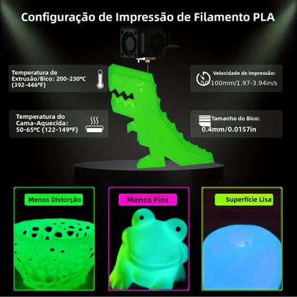 Imagem de Filamento Luminoso Para Impressora 3D 1.75mm 200g Brilha No Escuro PLA Para Impressoras FDM Presente