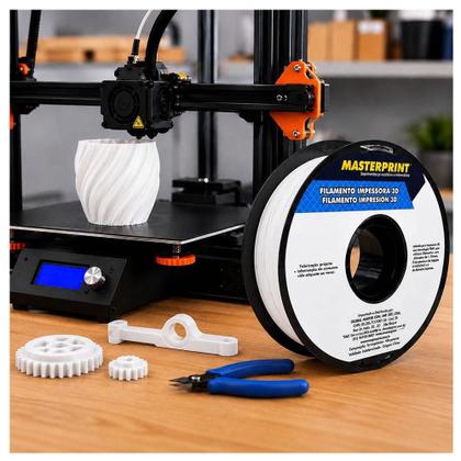 Imagem de Filamento para Impressora 3D 1,75mm 1kg PETG Branco - Masterprint