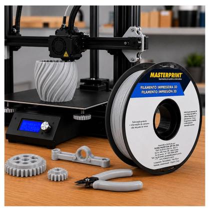 Imagem de Filamento para Impressora 3D 1,75mm 1kg PETG Cinza - Masterprint