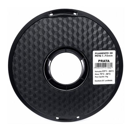 Imagem de Filamento para Impressora 3D 1,75mm 1kg PETG Prata - Masterprint