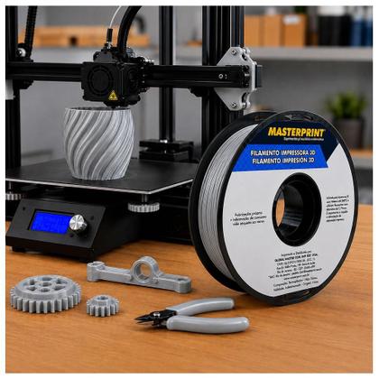 Imagem de Filamento para Impressora 3D 1,75mm 1kg PETG Prata - Masterprint