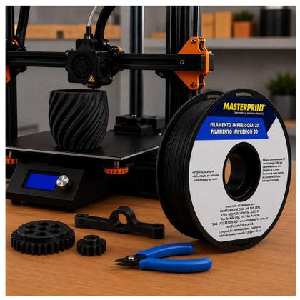 Imagem de Filamento para Impressora 3D 1,75mm 1kg PETG Preto - Masterprint