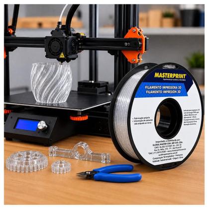 Imagem de Filamento para Impressora 3D 1,75mm 1kg PETG Transparente - Masterprint