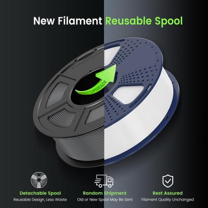 Imagem de Filamento para impressora 3D SUNLU PLA Plus 1,75 mm 2 kg, 2 pacotes, preto
