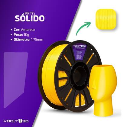 Imagem de Filamento Petg Amarelo 1kg 1.75mm Nacional Voolt