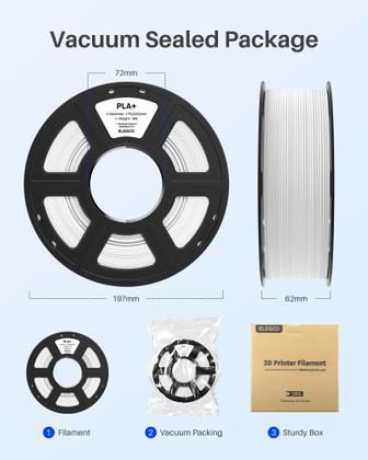 Imagem de Filamento PLA+ ELEGOO 1,75mm - Laranja - 1kg para Impressora 3D