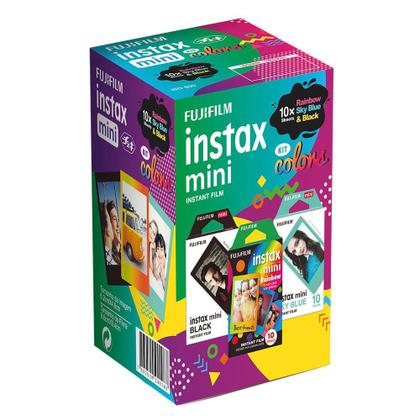 Imagem de Filme Fujifilm Instax Color 3 Packs c/ 10 Poses - Sky Blue, Rainbow e Black